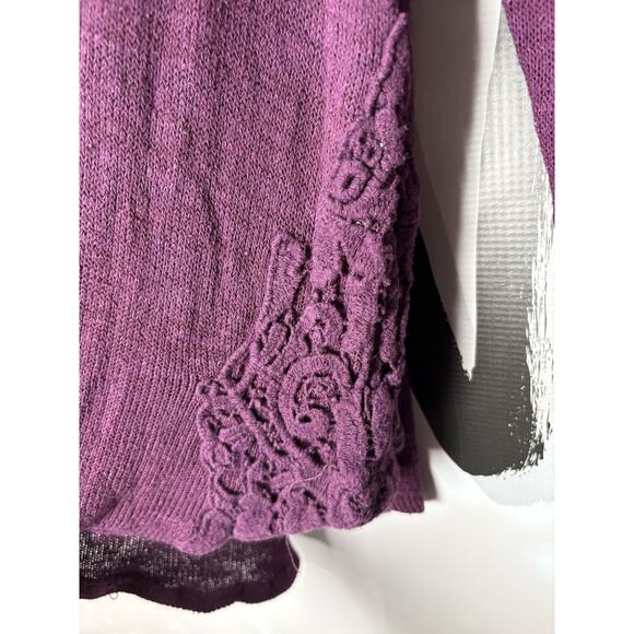 Vintage Y2K Mudd XL Long Sleeve Lace‎ Cutout Thin Sweater Purple Gorp Casual - Picture 3 of 7
